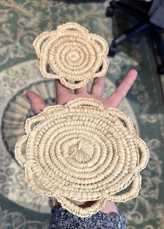 Therapeutic weaving materials used during a Warida weaving for wellbeing experience